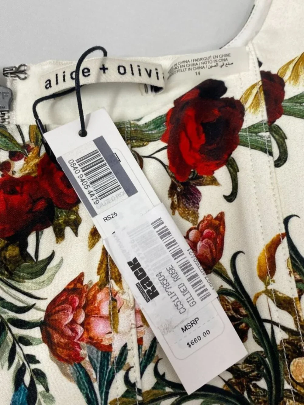 Alice + Olivia Diana Gilded Rose Structured Midi Dress 14 NWT $660 - Picture 9 of 11